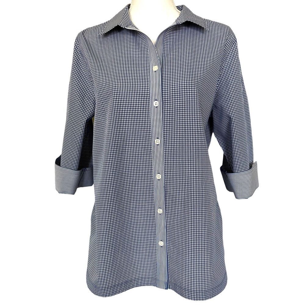 Chico's Checkered Button Down -Shirt  Size 2